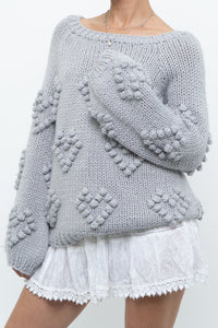 CHA SOR x Grey Heart Raised Knit Sweater (XS-L)