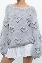 Load image into Gallery viewer, CHA SOR x Grey Heart Raised Knit Sweater (XS-L)