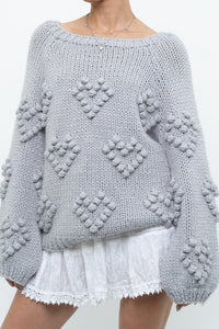 CHA SOR x Grey Heart Raised Knit Sweater (XS-L)