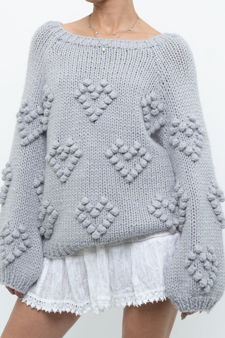 CHA SOR x Grey Heart Raised Knit Sweater (XS-L)
