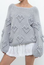 Load image into Gallery viewer, CHA SOR x Grey Heart Raised Knit Sweater (XS-L)