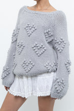 Load image into Gallery viewer, CHA SOR x Grey Heart Raised Knit Sweater (XS-L)