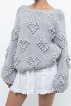 Load image into Gallery viewer, CHA SOR x Grey Heart Raised Knit Sweater (XS-L)