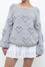 Load image into Gallery viewer, CHA SOR x Grey Heart Raised Knit Sweater (XS-L)