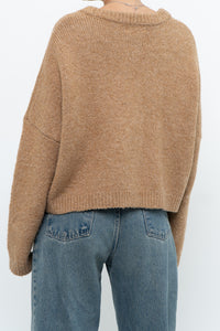 MANGO x Tan Oversized Wool-blend Cropped Knit Cardigan (S-L)