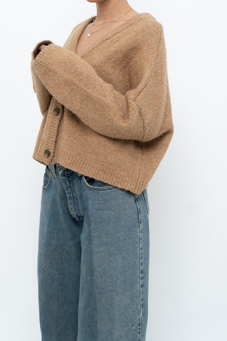 MANGO x Tan Oversized Wool-blend Cropped Knit Cardigan (S-L)