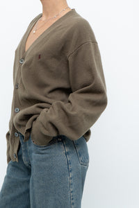Vintage x RALPH LAUREN Olive Green, Burgundy Wool Cardigan (XS-L)