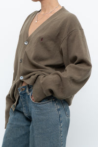 Vintage x RALPH LAUREN Olive Green, Burgundy Wool Cardigan (XS-L)