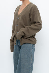 Vintage x RALPH LAUREN Olive Green, Burgundy Wool Cardigan (XS-L)