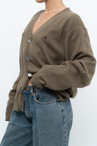 Vintage x RALPH LAUREN Olive Green, Burgundy Wool Cardigan (XS-L)