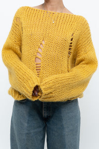 Modern x Made in Italy x Honey Yellow Wool Thrashed Knit Sweater (XS-L)