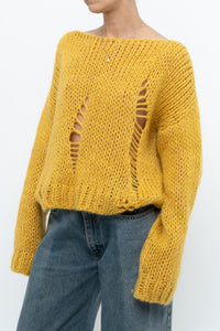 Modern x Made in Italy x Honey Yellow Wool Thrashed Knit Sweater (XS-L)