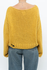Modern x Made in Italy x Honey Yellow Wool Thrashed Knit Sweater (XS-L)