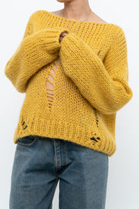 Modern x Made in Italy x Honey Yellow Wool Thrashed Knit Sweater (XS-L)