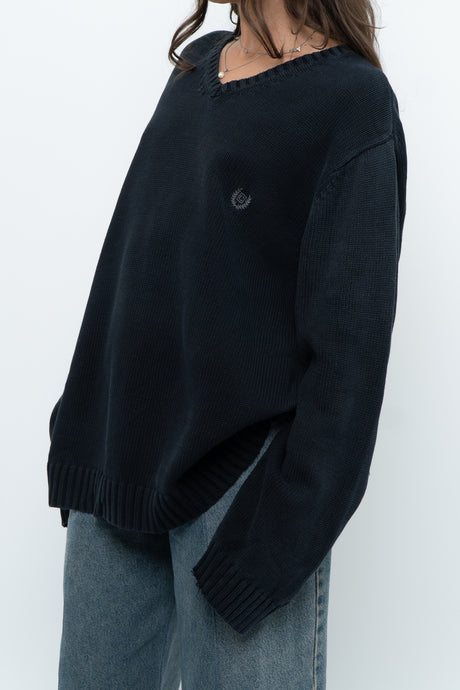 Vintage x CHAPS Charcoal Cotton Knit Oversized Sweater (M-XL)