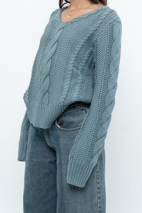BROOKS BROTHERS x Teal Cotton Cable Knit Sweater (XS-M)