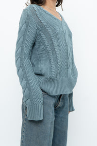 BROOKS BROTHERS x Teal Cotton Cable Knit Sweater (XS-M)