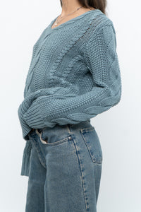 BROOKS BROTHERS x Teal Cotton Cable Knit Sweater (XS-M)