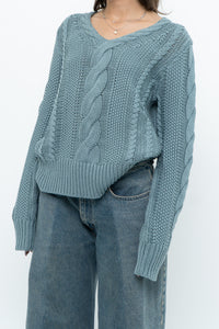 BROOKS BROTHERS x Teal Cotton Cable Knit Sweater (XS-M)