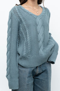 BROOKS BROTHERS x Teal Cotton Cable Knit Sweater (XS-M)