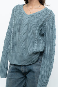 BROOKS BROTHERS x Teal Cotton Cable Knit Sweater (XS-M)