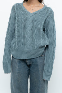 BROOKS BROTHERS x Teal Cotton Cable Knit Sweater (XS-M)