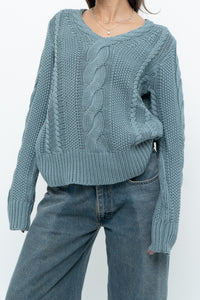 BROOKS BROTHERS x Teal Cotton Cable Knit Sweater (XS-M)