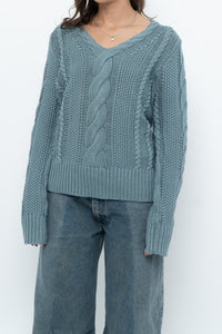 BROOKS BROTHERS x Teal Cotton Cable Knit Sweater (XS-M)