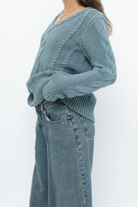 BROOKS BROTHERS x Teal Cotton Cable Knit Sweater (XS-M)