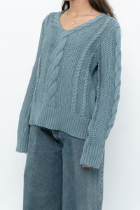 BROOKS BROTHERS x Teal Cotton Cable Knit Sweater (XS-M)