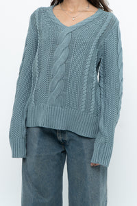 BROOKS BROTHERS x Teal Cotton Cable Knit Sweater (XS-M)