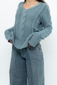 BROOKS BROTHERS x Teal Cotton Cable Knit Sweater (XS-M)