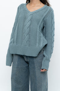 BROOKS BROTHERS x Teal Cotton Cable Knit Sweater (XS-M)