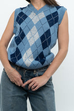 Load image into Gallery viewer, Vintage x Blue Knit Argyle Vest (XS-M)