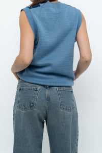 Vintage x Blue Knit Argyle Vest (XS-M)