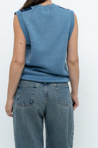Vintage x Blue Knit Argyle Vest (XS-M)