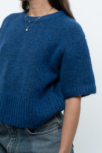 Modern x ZARA Blue Short Sleeve Oversized Knit Sweater (XS-M)
