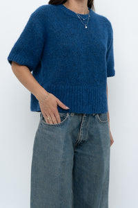 Modern x ZARA Blue Short Sleeve Oversized Knit Sweater (XS-M)
