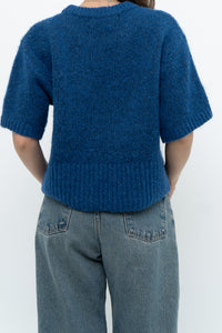 Modern x ZARA Blue Short Sleeve Oversized Knit Sweater (XS-M)