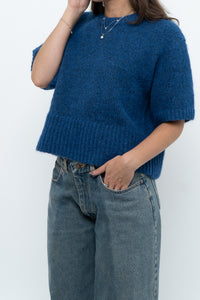 Modern x ZARA Blue Short Sleeve Oversized Knit Sweater (XS-M)