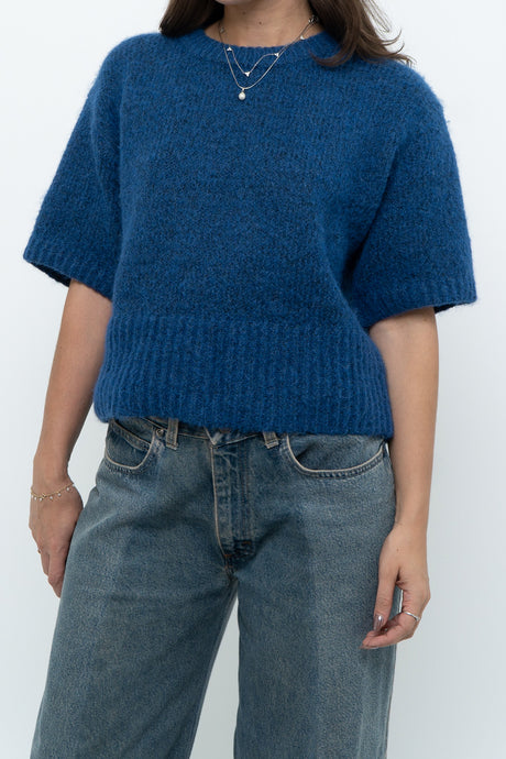 Modern x ZARA Blue Short Sleeve Oversized Knit Sweater (XS-M)