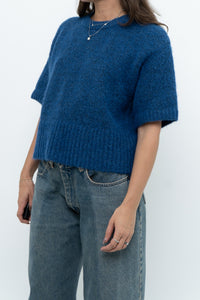 Modern x ZARA Blue Short Sleeve Oversized Knit Sweater (XS-M)