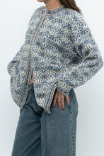 Load image into Gallery viewer, Vintage x Made in Hong Kong x Blue, Cream Patterned Wool Knit Cardigan (XS-M)