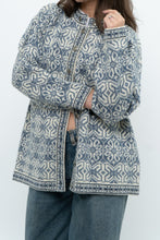 Load image into Gallery viewer, Vintage x Made in Hong Kong x Blue, Cream Patterned Wool Knit Cardigan (XS-M)