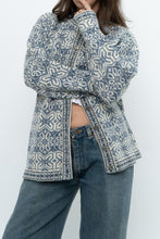 Load image into Gallery viewer, Vintage x Made in Hong Kong x Blue, Cream Patterned Wool Knit Cardigan (XS-M)