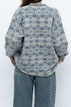 Load image into Gallery viewer, Vintage x Made in Hong Kong x Blue, Cream Patterned Wool Knit Cardigan (XS-M)