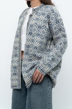 Load image into Gallery viewer, Vintage x Made in Hong Kong x Blue, Cream Patterned Wool Knit Cardigan (XS-M)