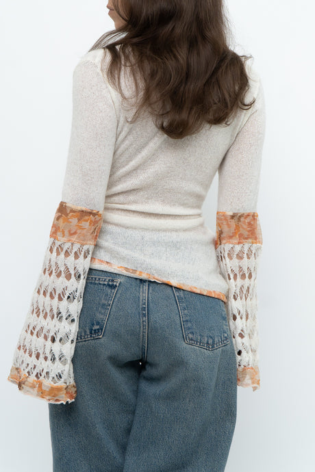 Vintage x Cream, Orange Patterned Long Sleeve Knit (M)