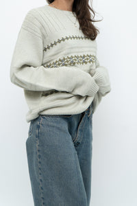 Vintage x Slate Grey Patterned Knit Sweater (XS-L)