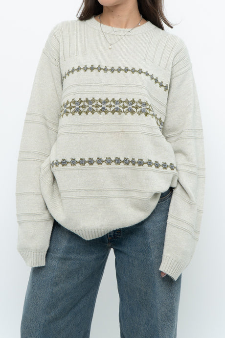Vintage x Slate Grey Patterned Knit Sweater (XS-L)